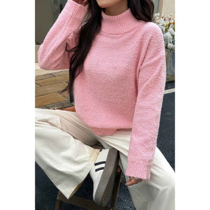 Soft Knit Roll Neck Long Sleeves Sweater