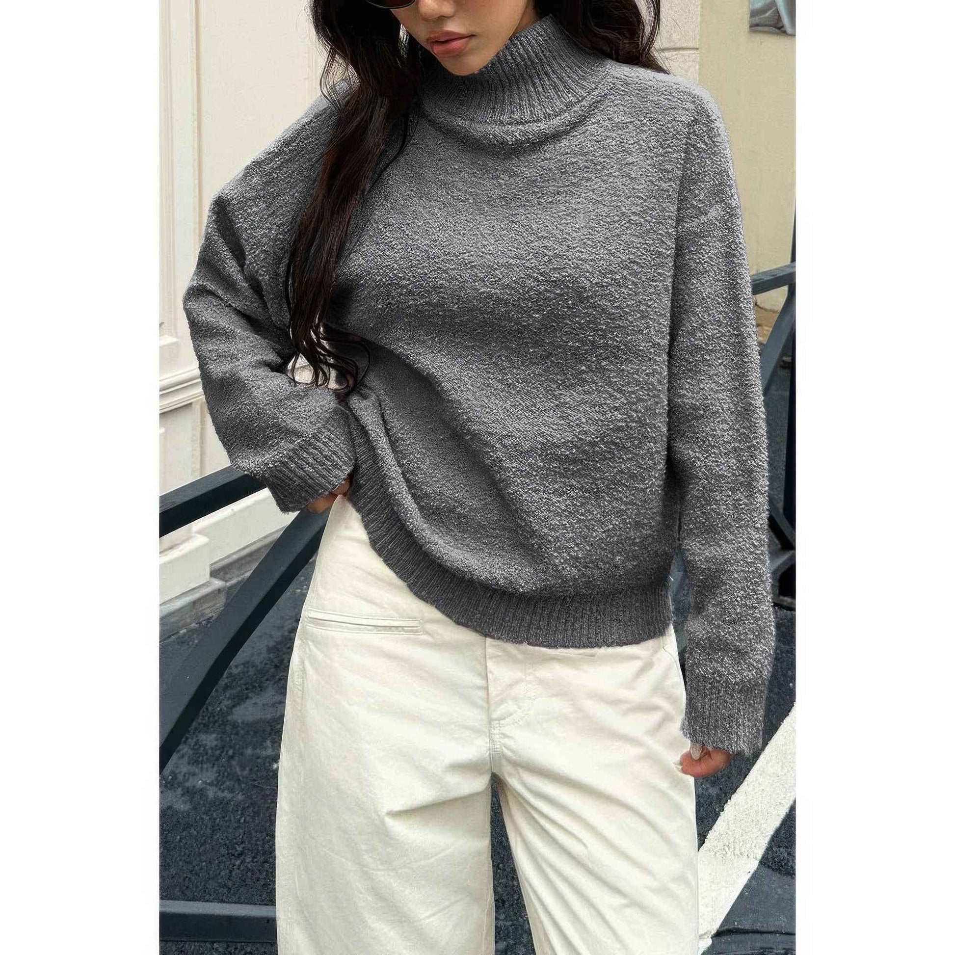 Soft Knit Roll Neck Long Sleeves Sweater