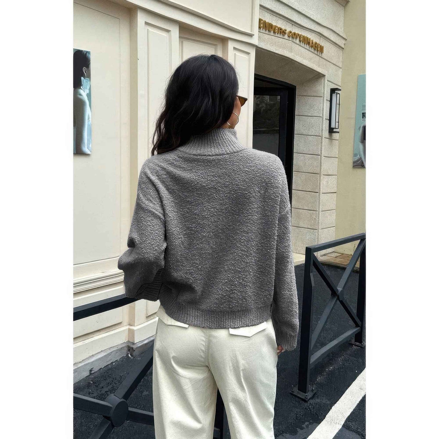 Soft Knit Roll Neck Long Sleeves Sweater