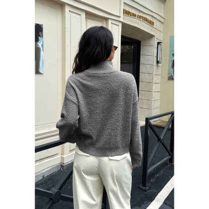 Soft Knit Roll Neck Long Sleeves Sweater