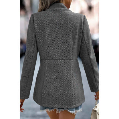 Solid Pocket Long Sleeve Elegant Wool Coat