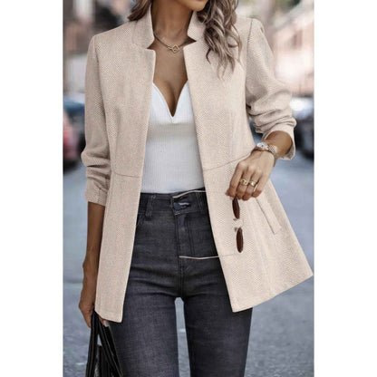 Solid Pocket Long Sleeve Elegant Wool Coat