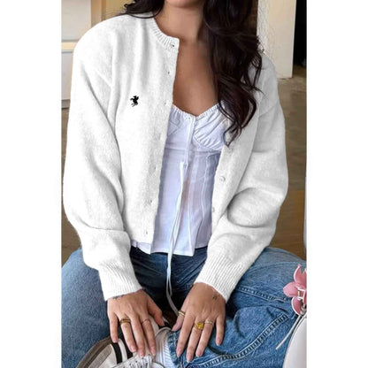 Solid Button Up Knit Long Sleeves Sweater