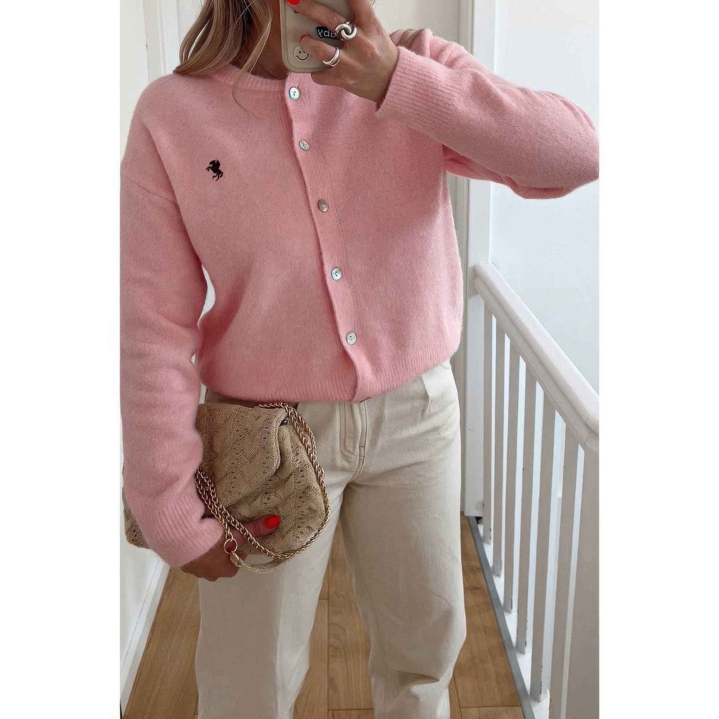 Solid Button Up Knit Long Sleeves Sweater