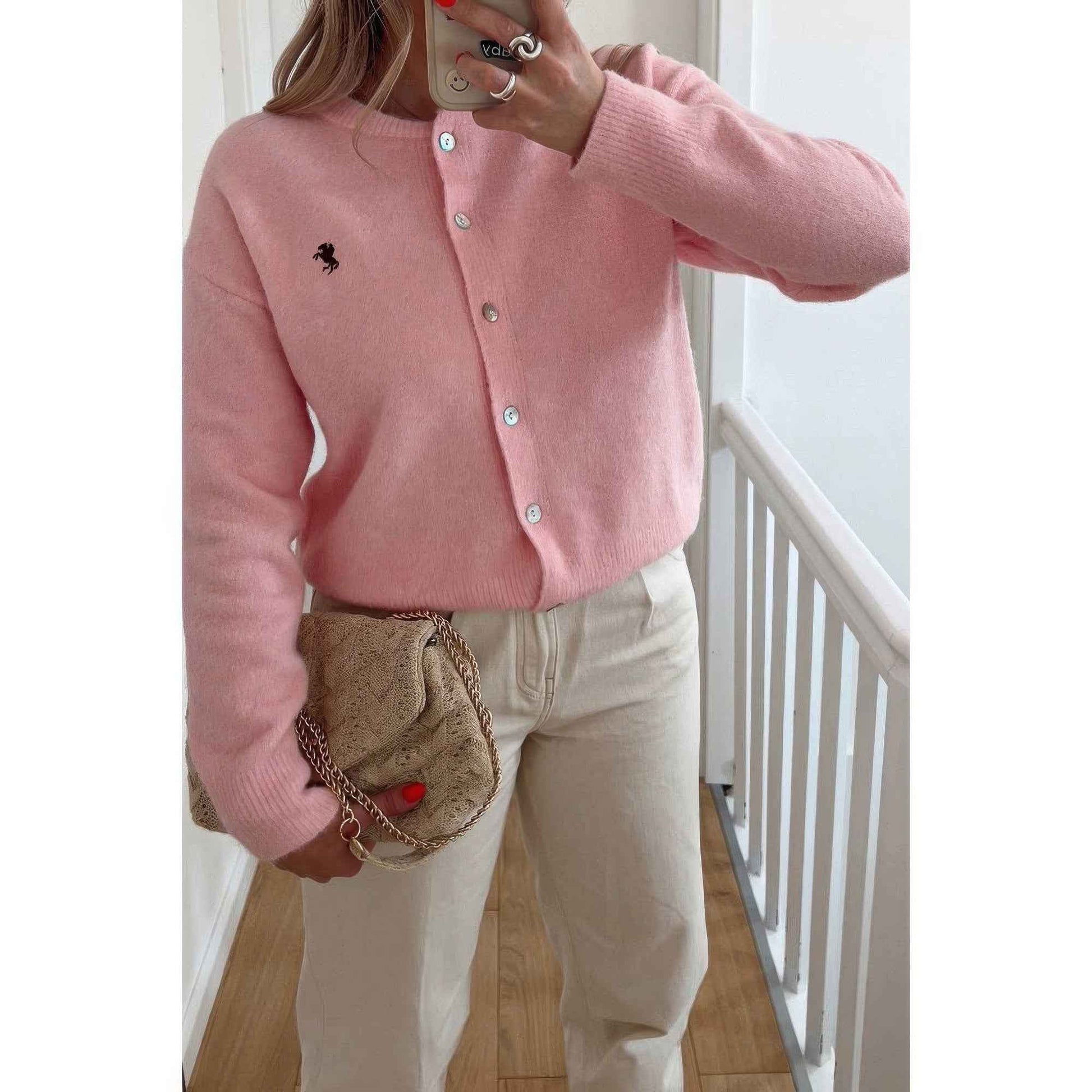 Solid Button Up Knit Long Sleeves Sweater