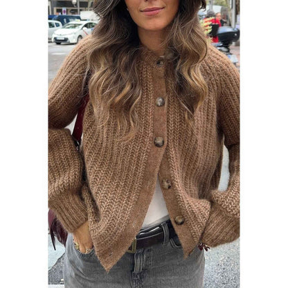Solid Soft Knit Button Loose Cardigan