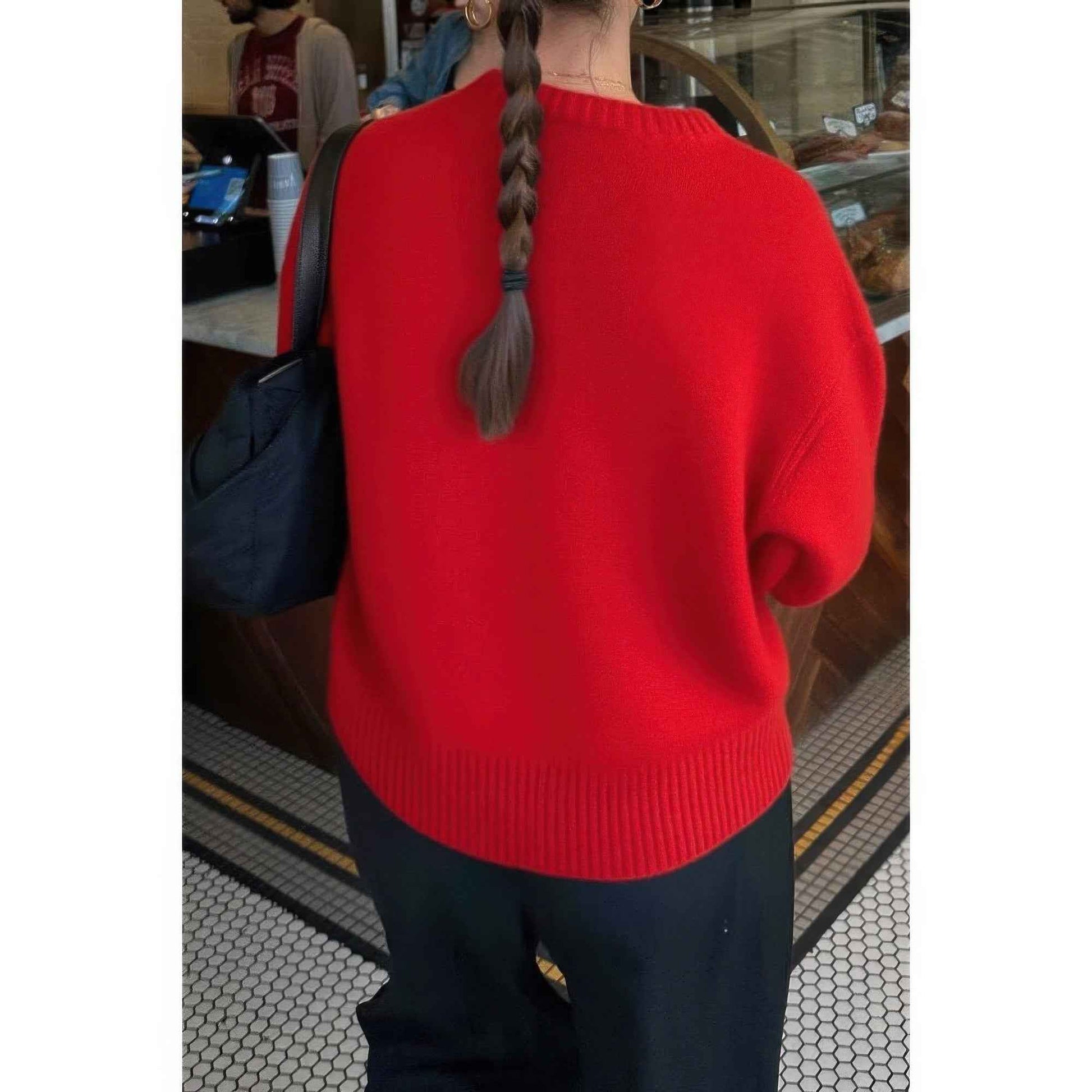 Solid Knit O Neck Long Sleeves Pullover Sweater