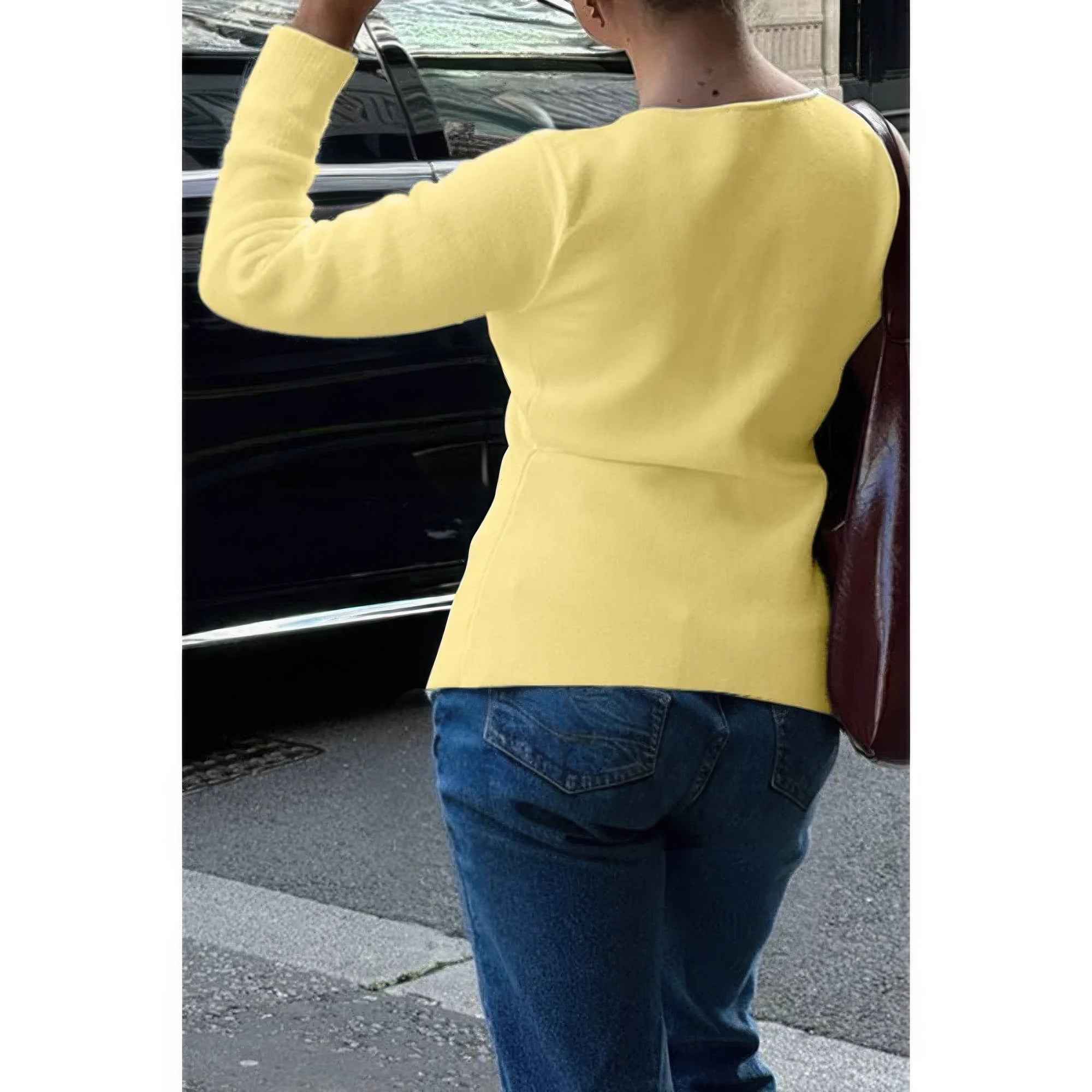 Knit Round Neck Button Up Long Sleeves Sweater