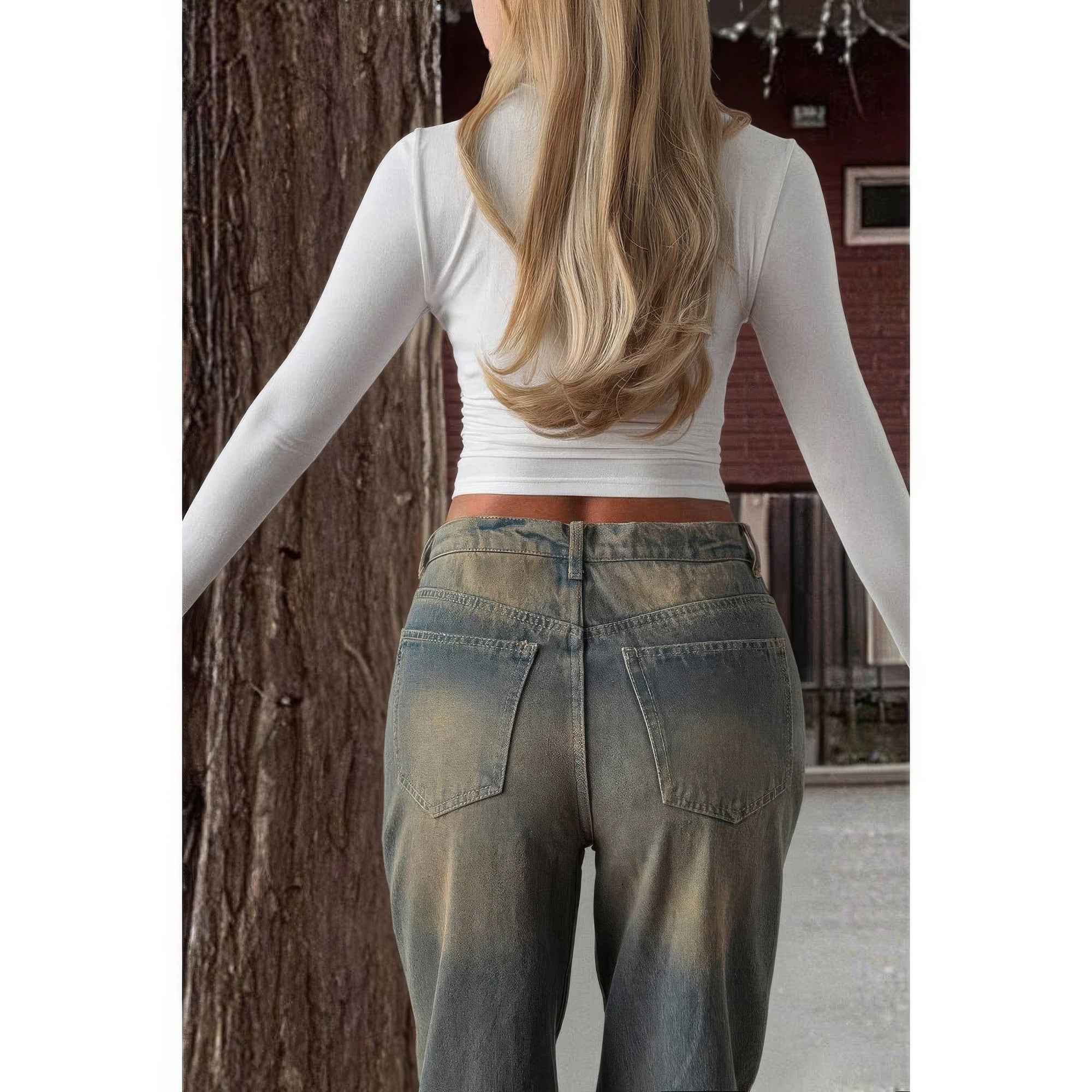 Solid Square Neck Long Sleeve Crop Top