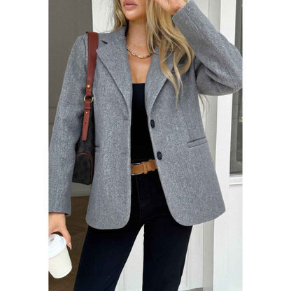 Solid Notch Lapel Single Breasted Blazer