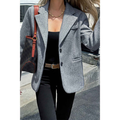 Solid Notch Lapel Single Breasted Blazer