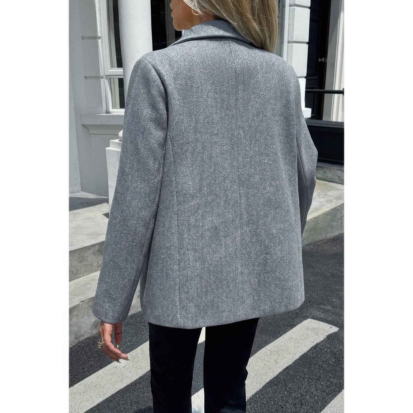 Solid Notch Lapel Single Breasted Blazer