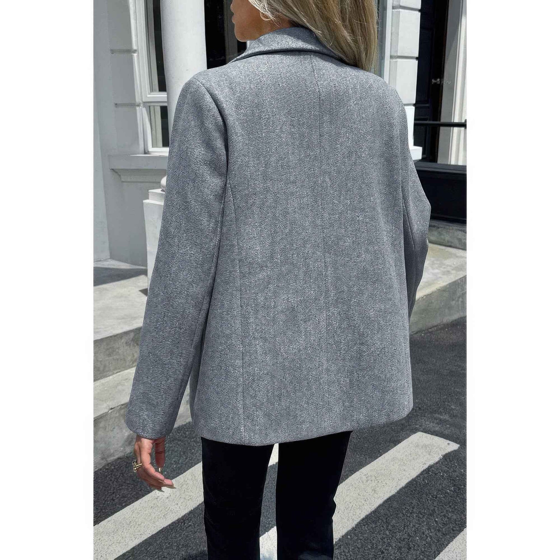 Solid Notch Lapel Single Breasted Blazer