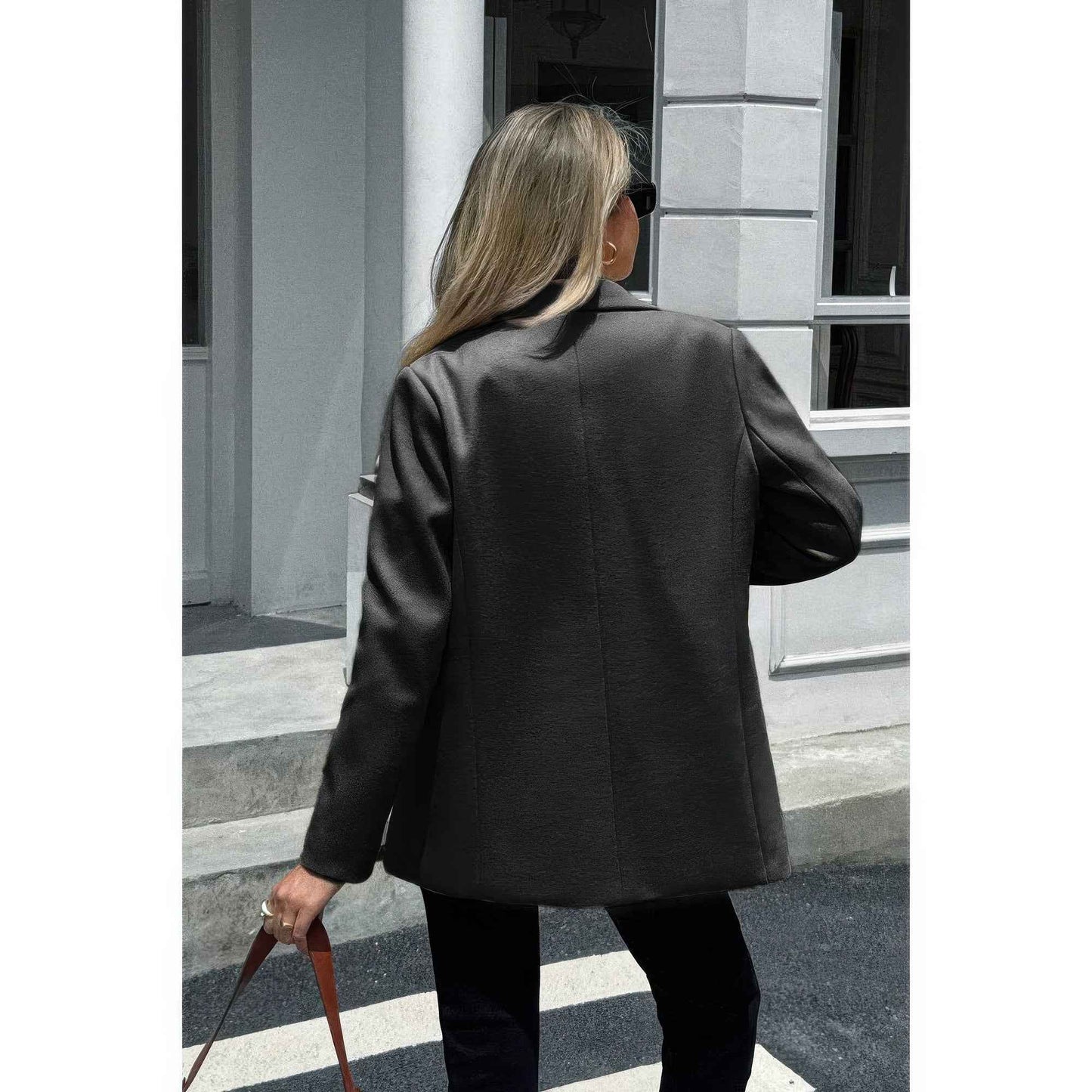 Solid Notch Lapel Single Breasted Blazer