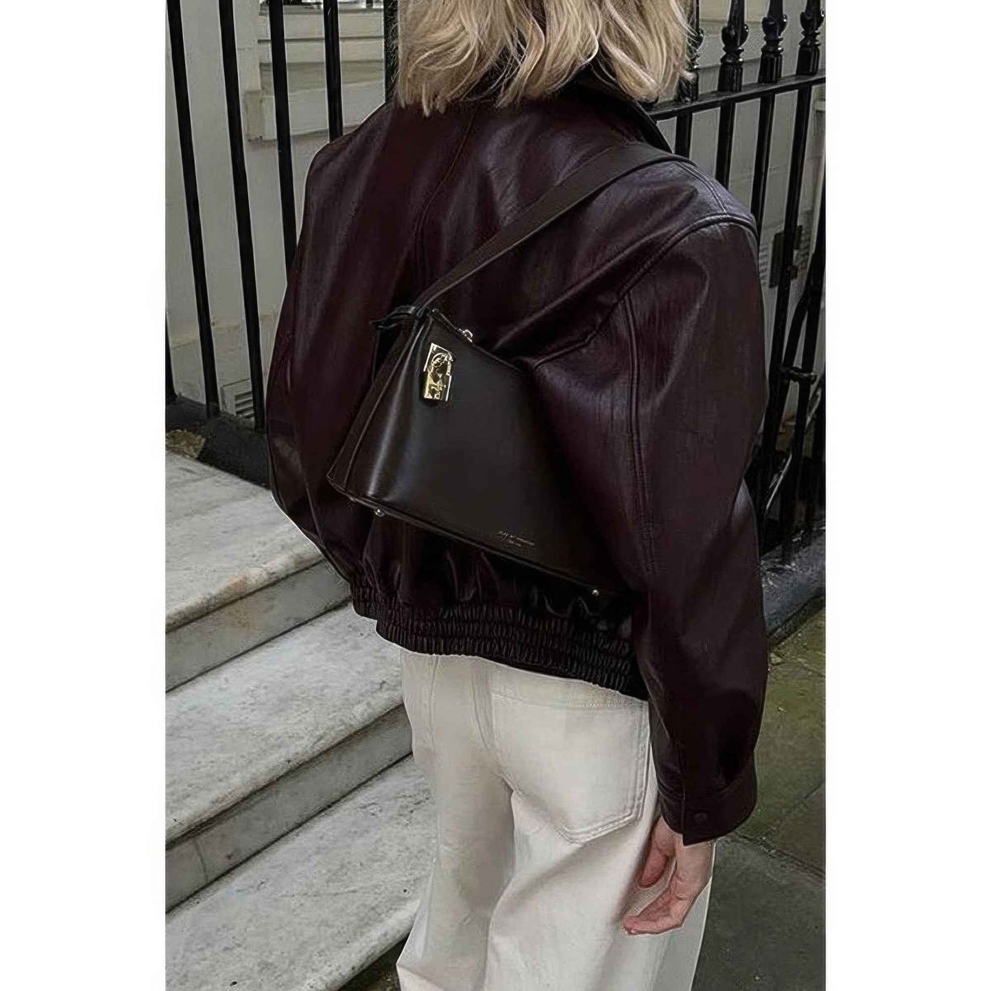 Solid Long Sleeve Short Lapel Zipper Jacket