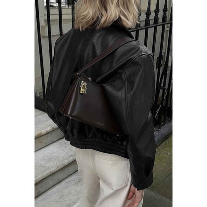 Solid Long Sleeve Short Lapel Zipper Jacket