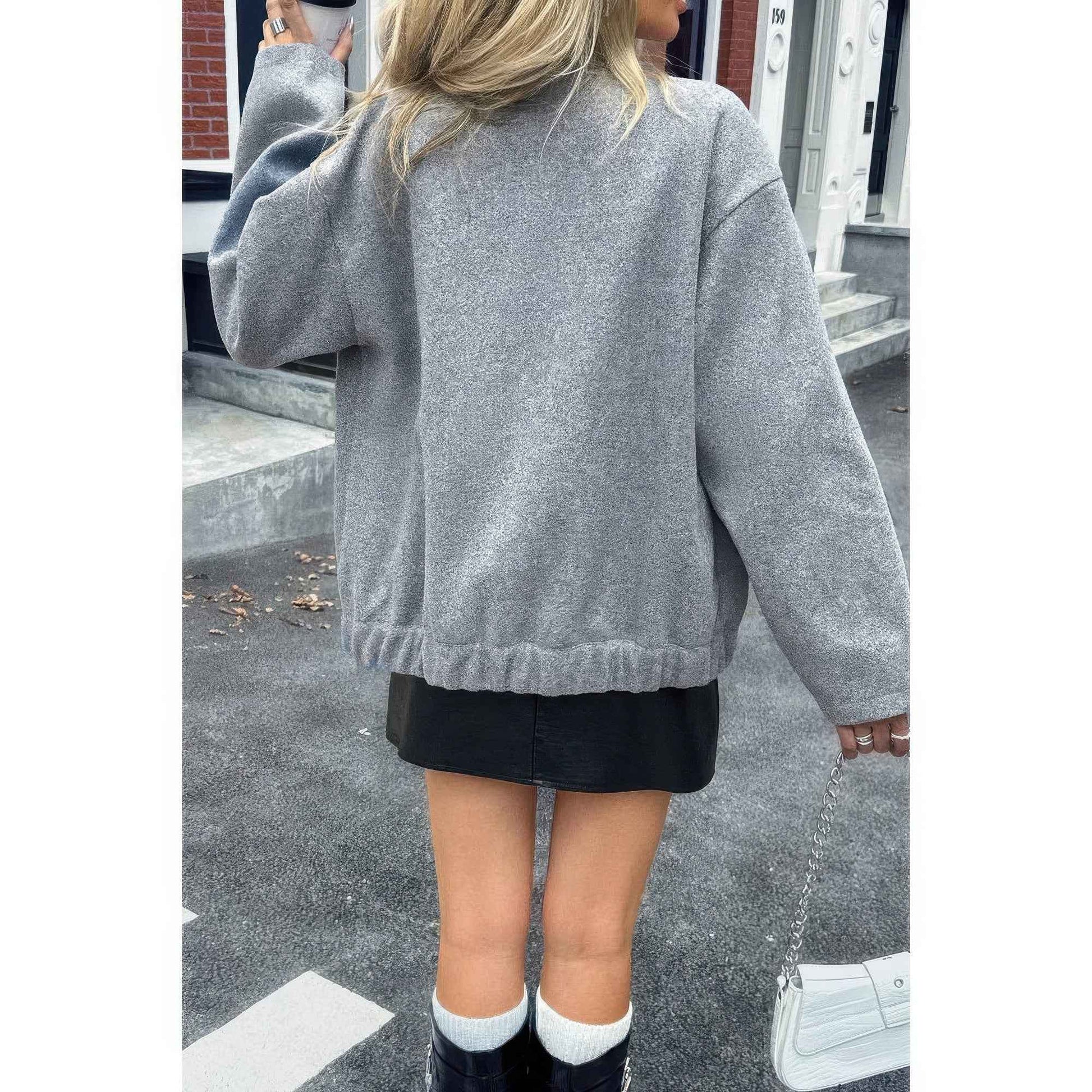 Solid Pockets Brushed Bomber Jacket