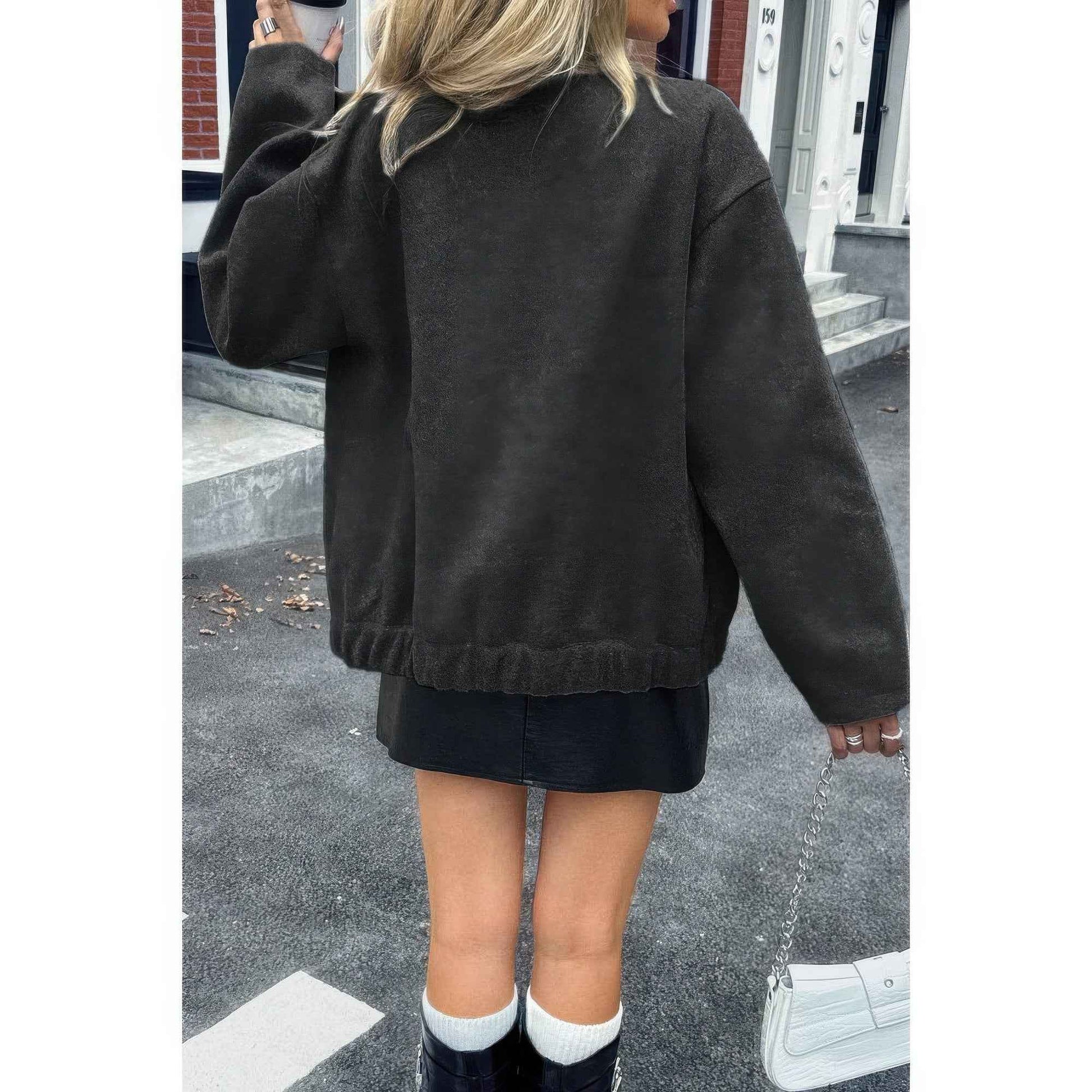 Solid Pockets Brushed Bomber Jacket