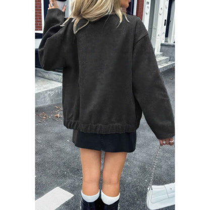 Solid Pockets Brushed Bomber Jacket