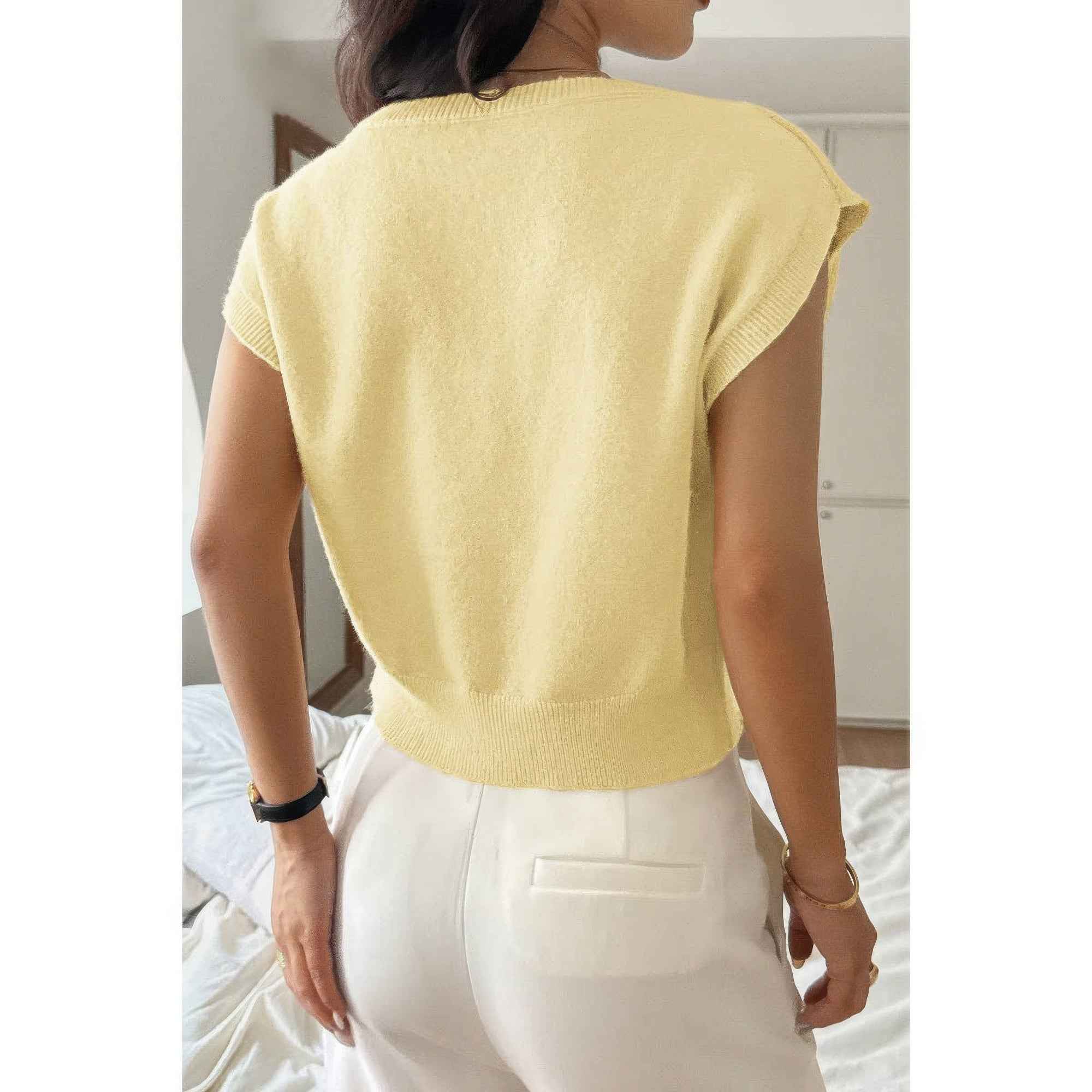 Solid Sleeveless Knit Loose Fit Vest