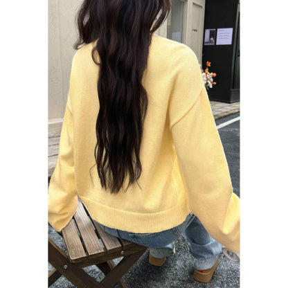 Solid Knit High Neck Drop Shoulder Sweater