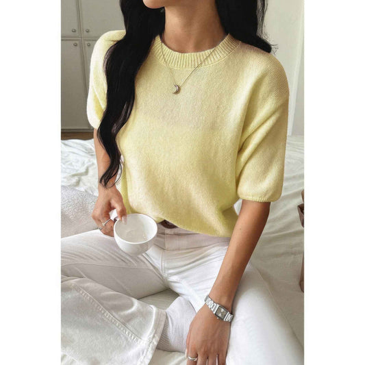 Round Neck Knit Drop Shoulder Loose Sweater