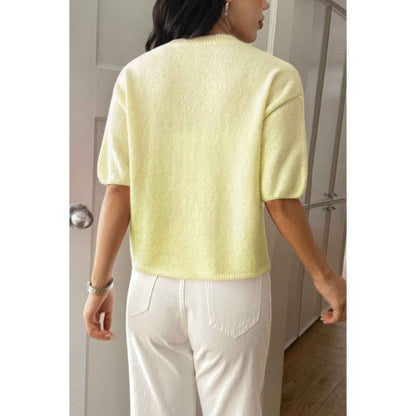 Round Neck Knit Drop Shoulder Loose Sweater
