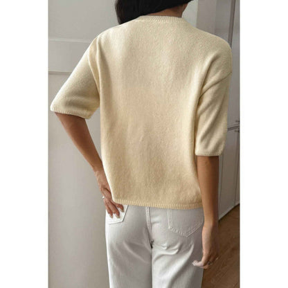 Round Neck Knit Drop Shoulder Loose Sweater