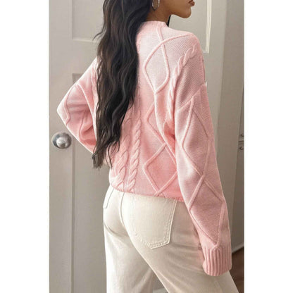 Solid Knit Crewneck Long Sleeve Loose Sweater