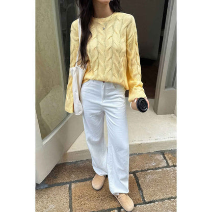 Solid Round Neck Knit Loose Sweater