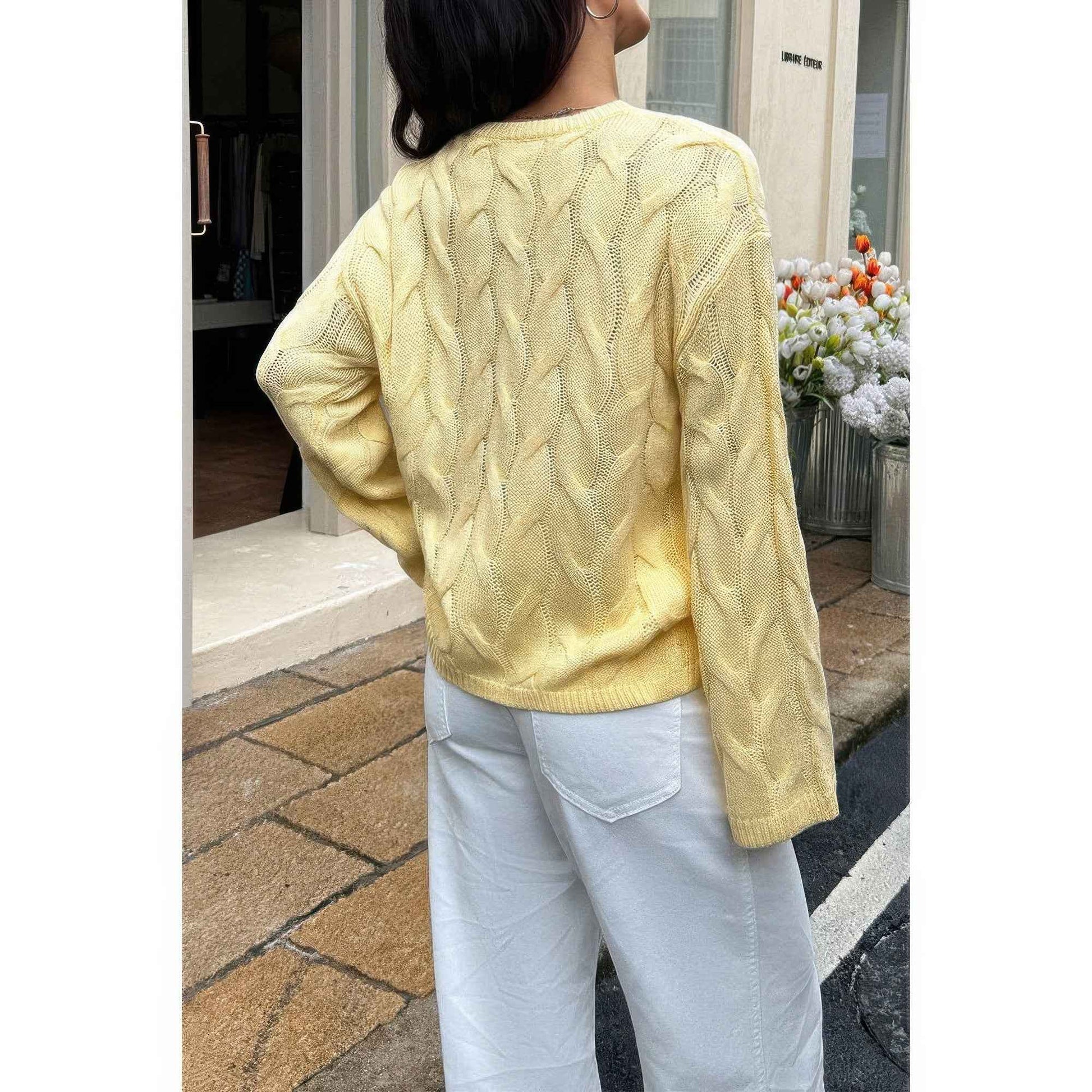 Solid Round Neck Knit Loose Sweater