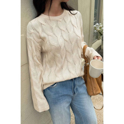 Solid Round Neck Knit Loose Sweater