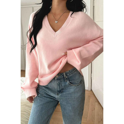 Solid Round Neck Knit Loose Sweater