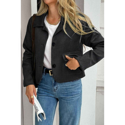 Solid Suit Lapel Faux Suede Leather Jacket