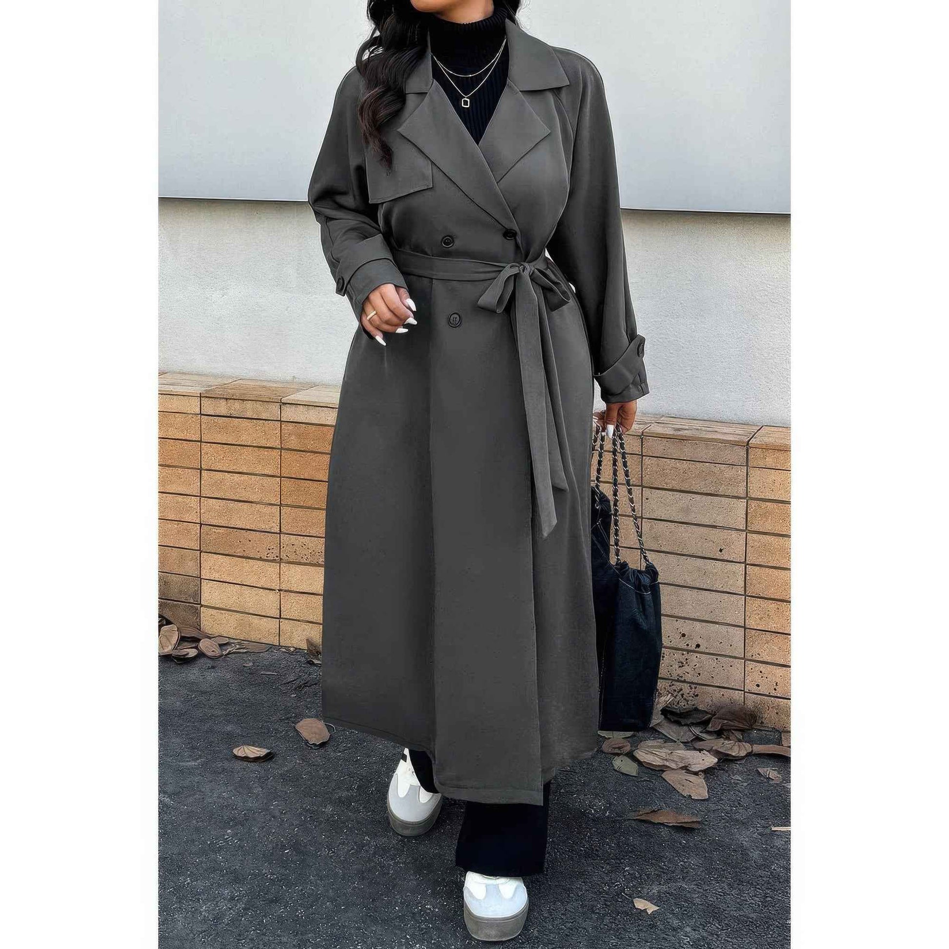 Plus Stand Collar Double Breasted Long Body Coat