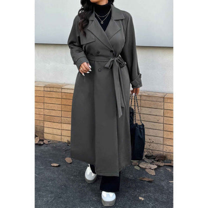 Plus Stand Collar Double Breasted Long Body Coat
