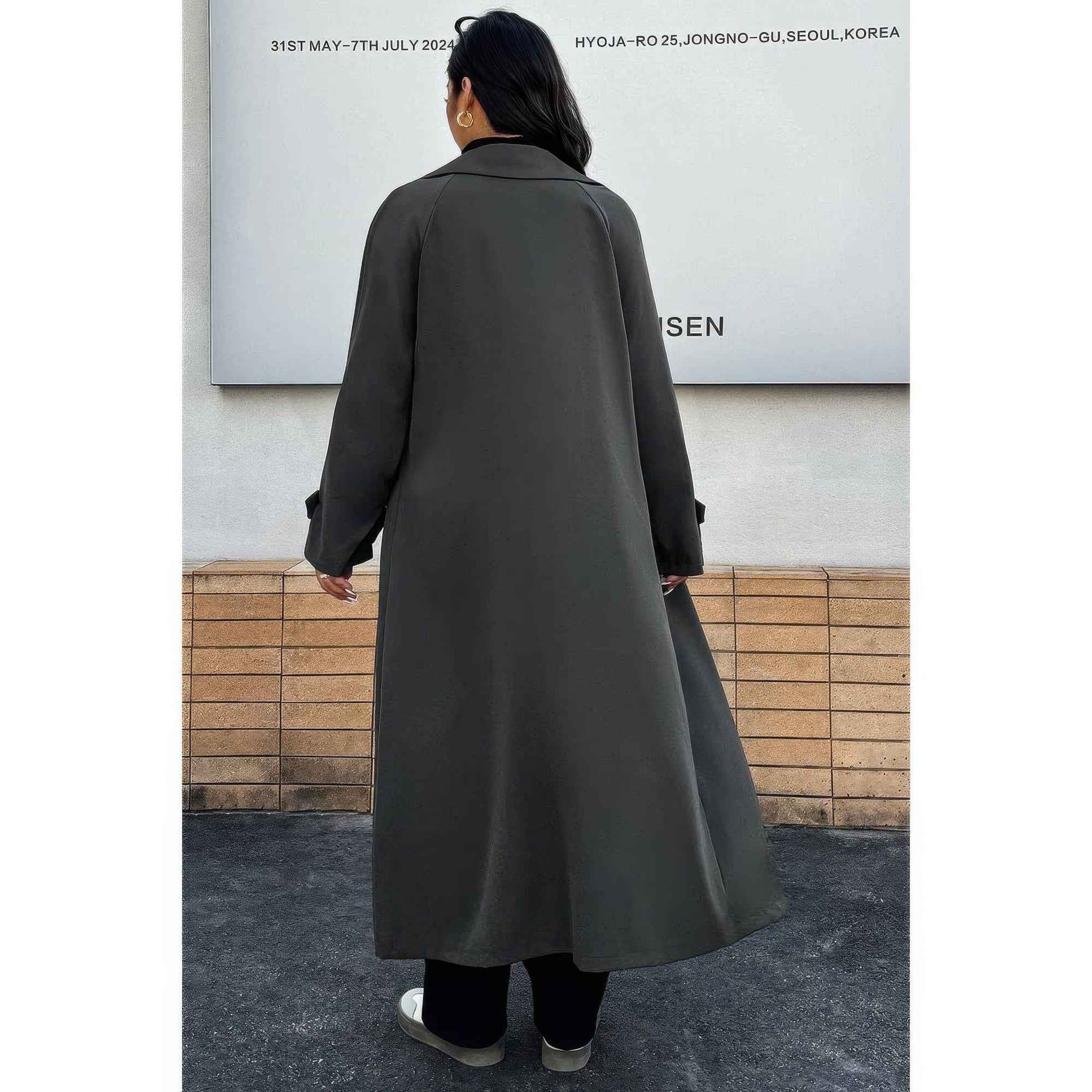 Plus Stand Collar Double Breasted Long Body Coat