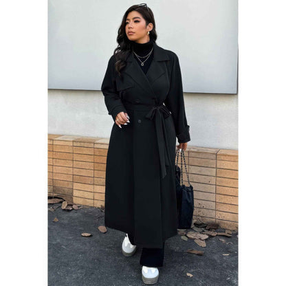 Plus Stand Collar Double Breasted Long Body Coat