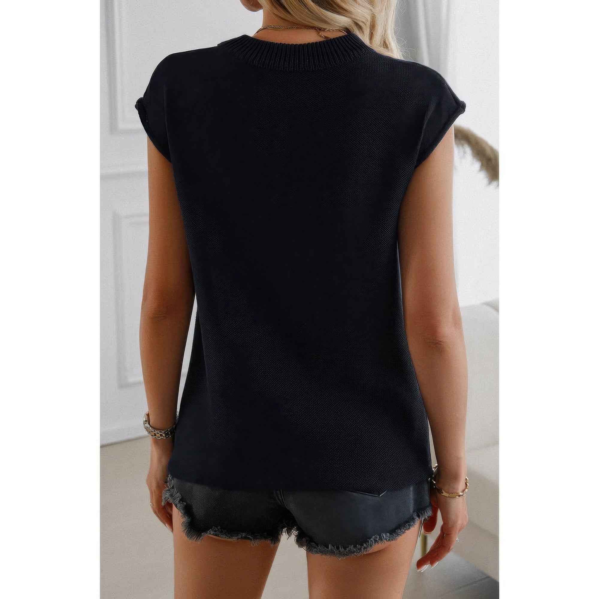 American Flag Print Crew Neck Cap Sleeve Vest