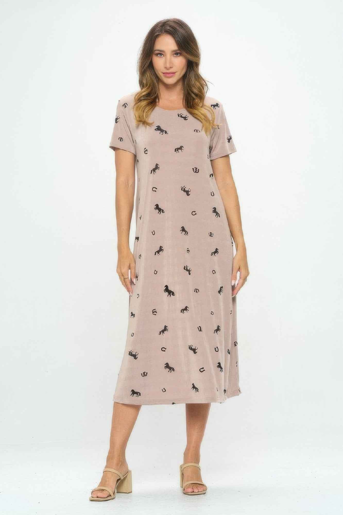 Bns Horse Print Long Dress