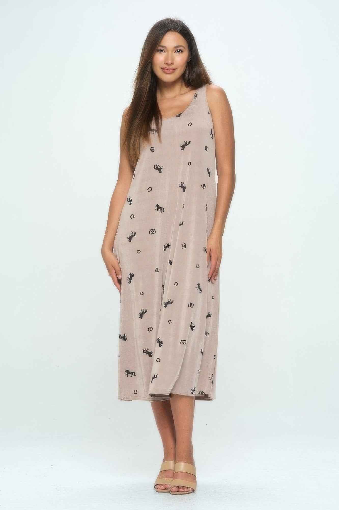 Abstract Print Tank Maxi Dress