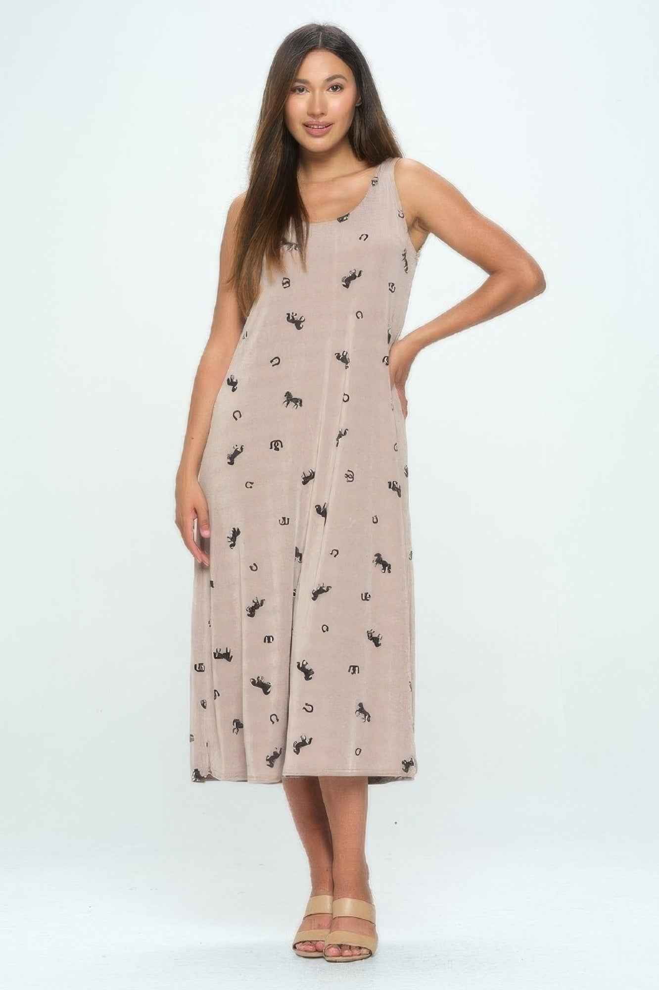 Abstract Print Tank Maxi Dress