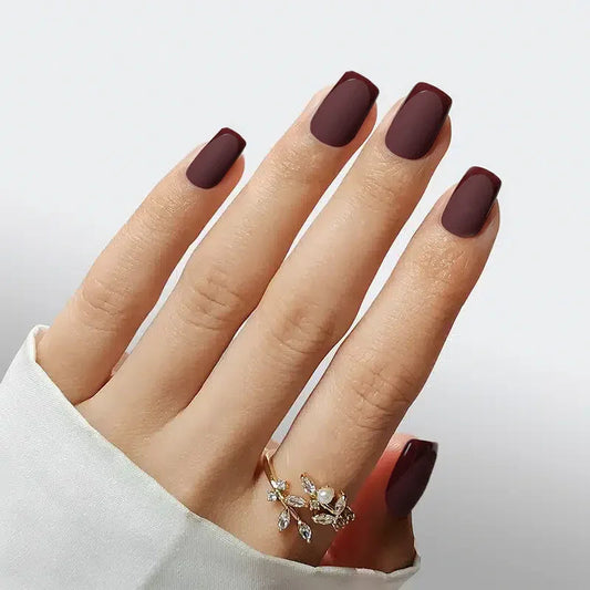Plum Velvet Square Nails - Press On Nails