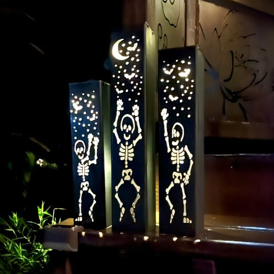 Dancing Bones Solar Tube Lights - Skeletons - Steel