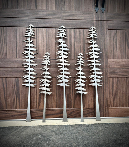 DISCOUNTED - XL Raw Steel Pine Trees - Wall Art