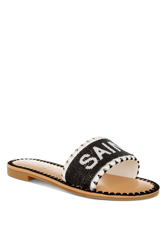 Luxe Getaway Beaded Saint Tropez Flat Slip Ons