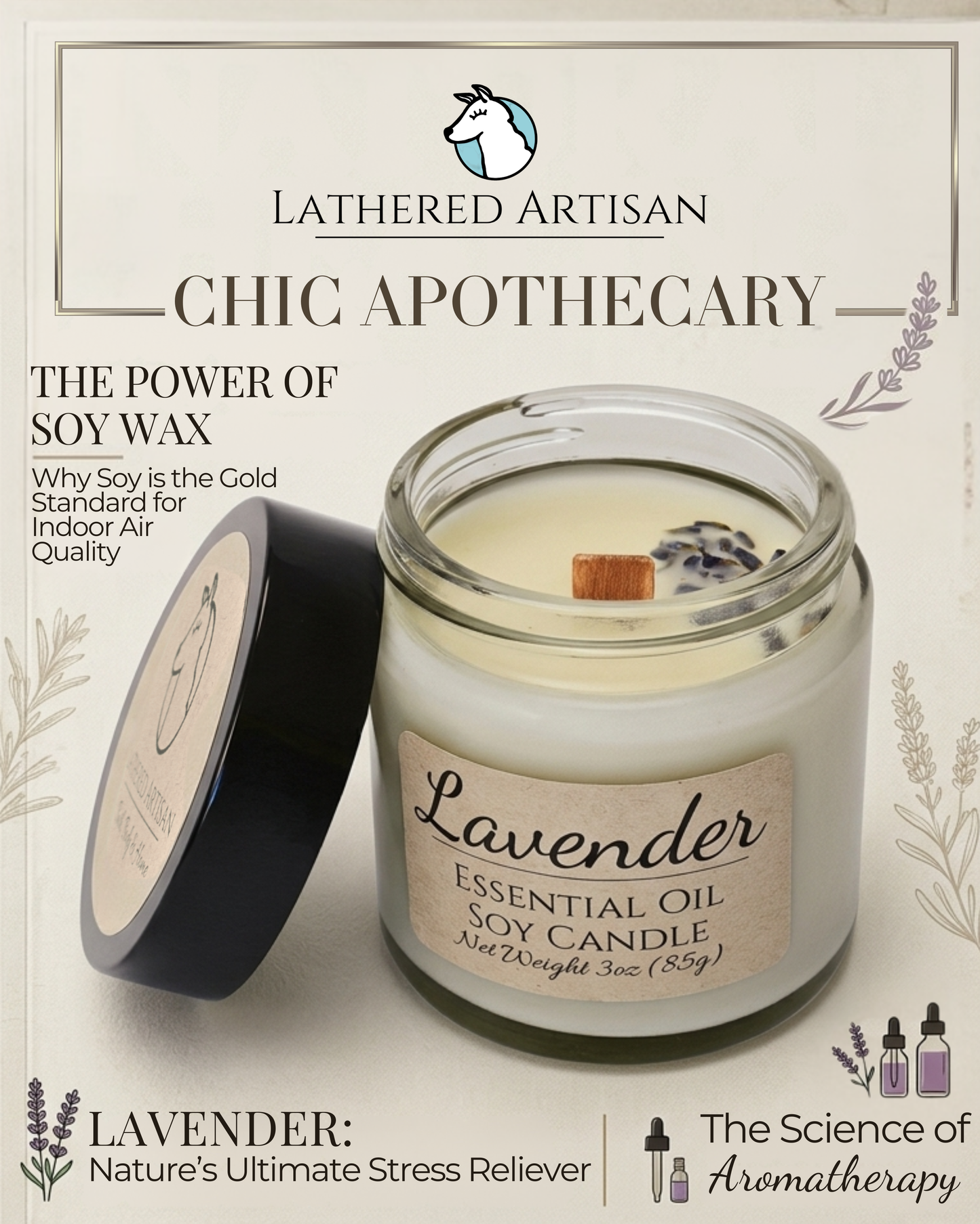 Lavender | Essential Oil | 3 oz Jar Candle