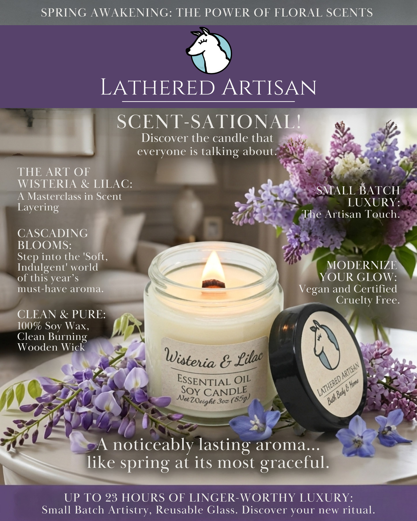 Wisteria & Lilac | Essential Oil | 3 oz Jar Candle