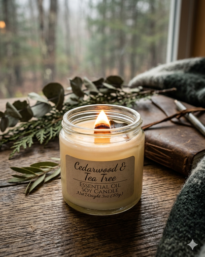 Cedarwood & Tea Tree | Essential Oil | 3 oz Jar Candle