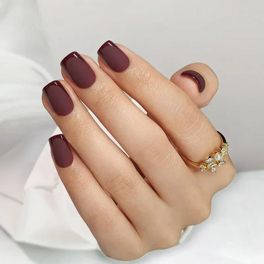 Plum Velvet Square Nails - Press On Nails